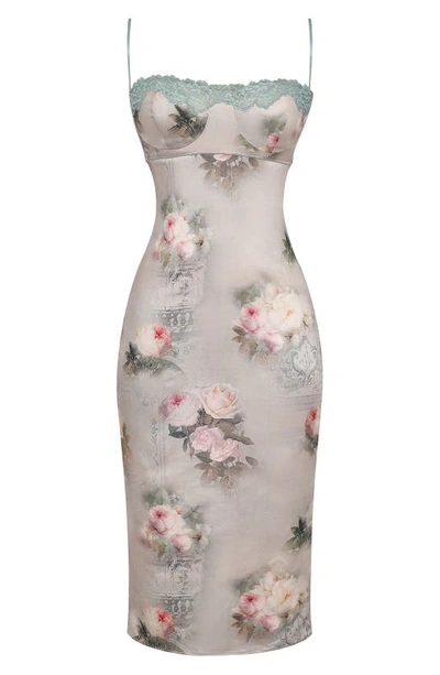 House Of Cb Womens Vintage Floral Venus Floral-print Satin Midi Dress In Vintage