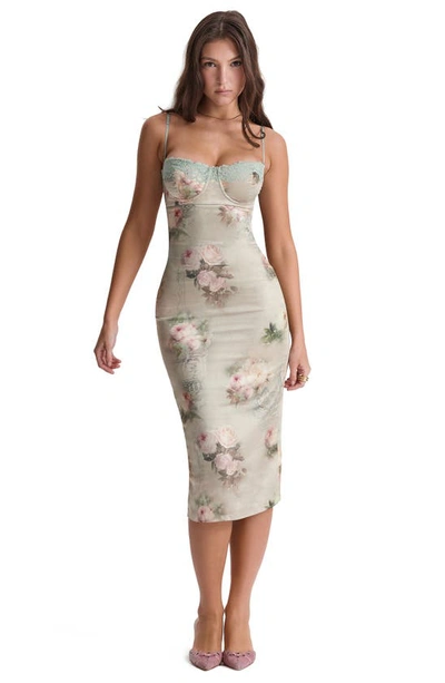 House Of Cb Womens Vintage Floral Venus Floral-print Satin Midi Dress In Vintage