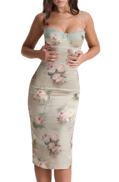 House Of Cb Womens Vintage Floral Venus Floral-print Satin Midi Dress In Vintage