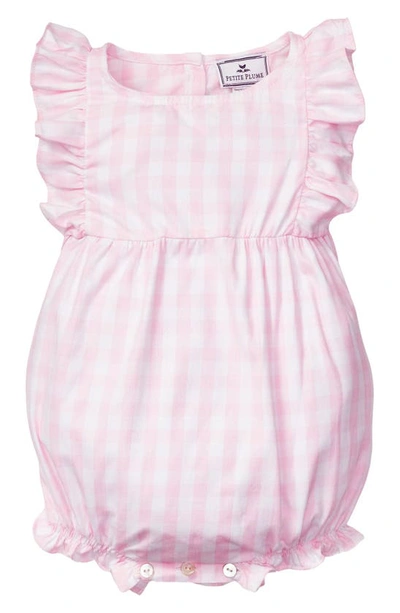Petite Plume Unisex Pink Gingham Ruffled Romper - Baby In Pink