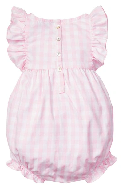 Petite Plume Unisex Pink Gingham Ruffled Romper - Baby In Pink