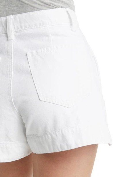Shop 7 For All Mankind High Waist Step Hem Tailored Denim Shorts In Brilliant White