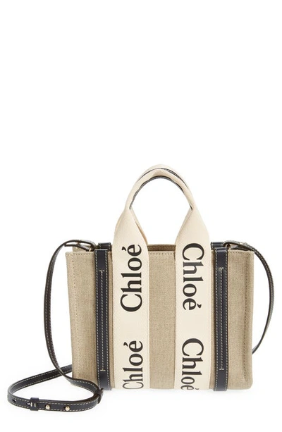 Chloé Chloe Women Two-tone Rubber And Leather Small Woody Shopping Bag In White