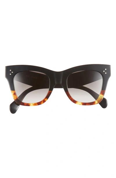 Shop Celine 50mm Gradient Small Cat Eye Sunglasses In Black/ Havana