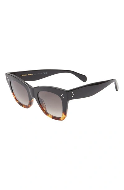 Shop Celine 50mm Gradient Small Cat Eye Sunglasses In Black/ Havana