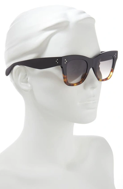 Shop Celine 50mm Gradient Small Cat Eye Sunglasses In Black/ Havana