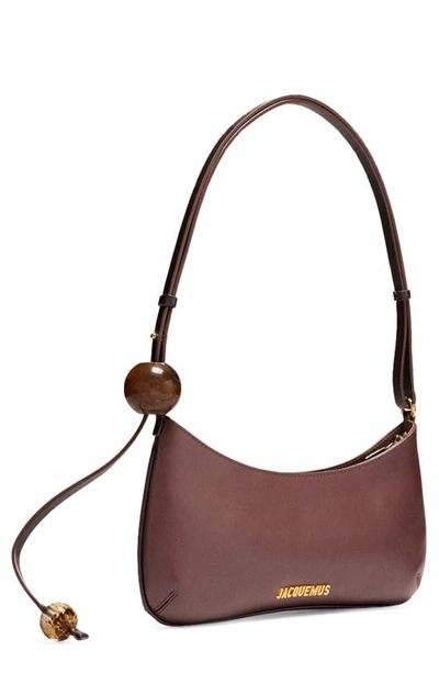 Shop Jacquemus Le Bisou Leather Shoulder Bag In 855 Medium Brown