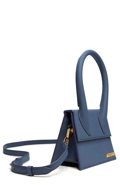 Shop Jacquemus Le Chiquito Moyen Leather Top Handle Bag In Dark Navy