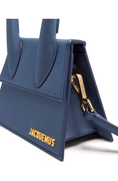 Shop Jacquemus Le Chiquito Moyen Leather Top Handle Bag In Dark Navy