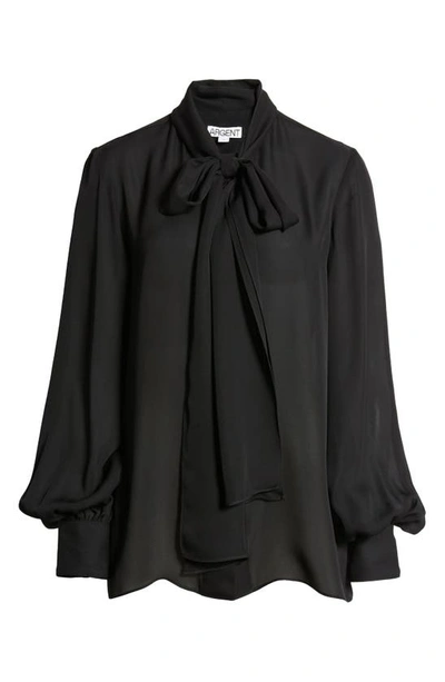 Shop Argent Bow Silk Blouse In Black