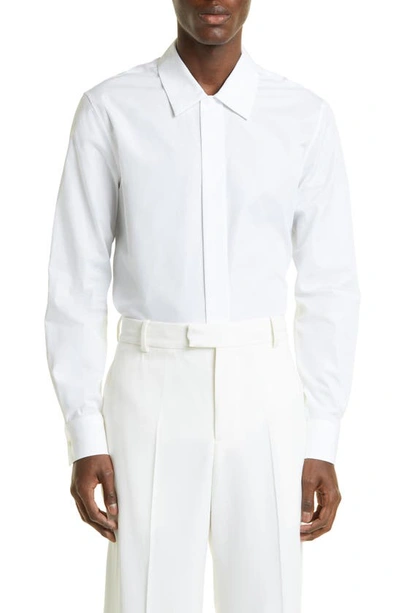 Shop Alexander Mcqueen Organic Cotton Poplin Button-up Shirt In White