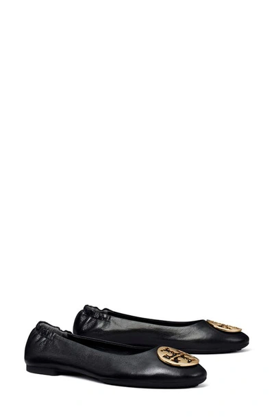 Shop Tory Burch Claire Ballet Flat In Black / Black / Gold