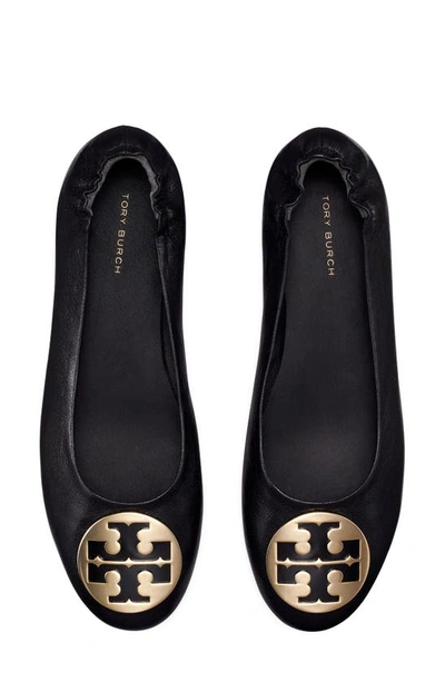 Shop Tory Burch Claire Ballet Flat In Black / Black / Gold