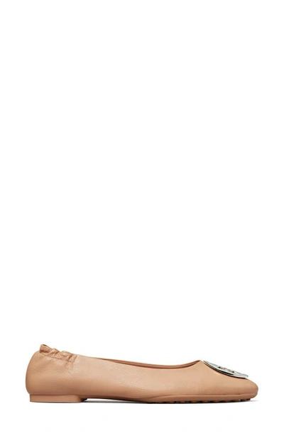 Shop Tory Burch Claire Ballet Flat In Light Sand / Gold / Silver
