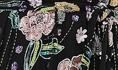 Shop Asos Design Edition Curve Floral Beaded Long Sleeve Dress In Black
