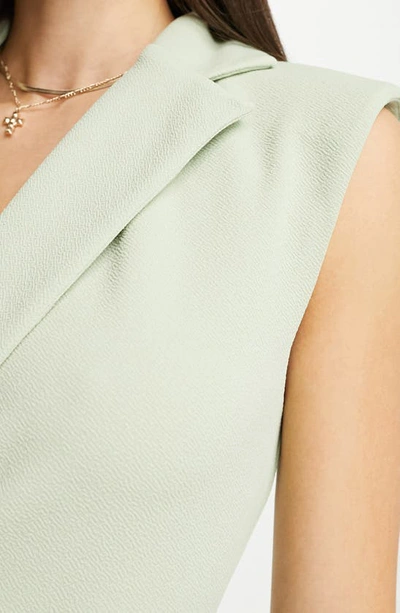 Shop Asos Design Sleeveless Asymmetric Overlay Blazer Dress In Light Green