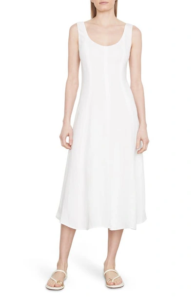 Shop Vince Panelled Sleeveless Midi Dress In Off White
