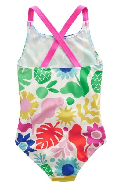 Shop Boden Kids' Print Crisscross One-piece Swimsuit In Multi Geo