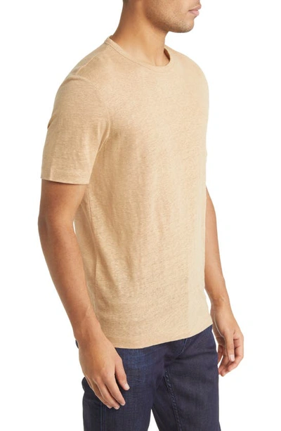 Hugo Boss Tiburt Slub Linen T-shirt In Medium Beige