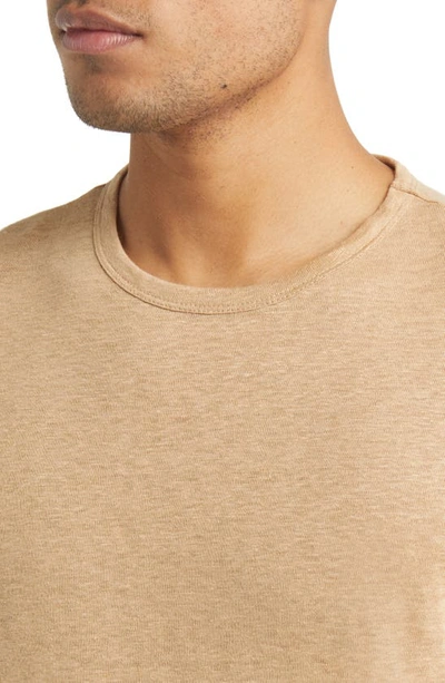 Hugo Boss Tiburt Slub Linen T-shirt In Medium Beige