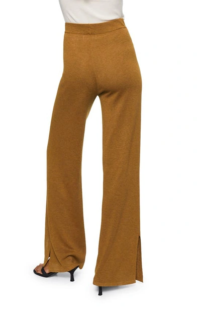 Shop Mango Slit Hem Knit Pants In Medium Brown