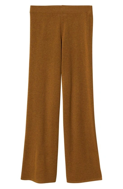 Shop Mango Slit Hem Knit Pants In Medium Brown
