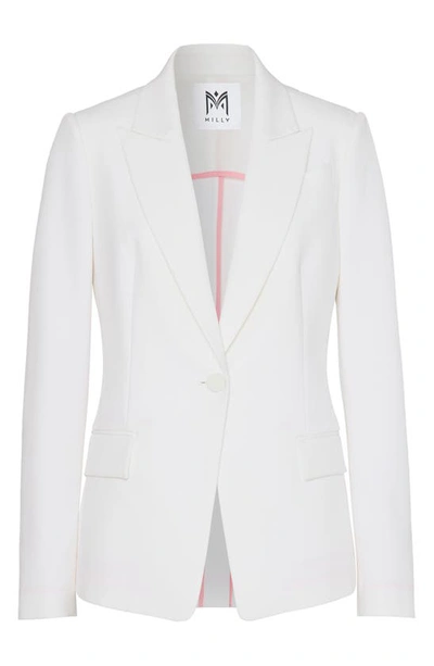 Milly Avery Linen Blazer In Ecru