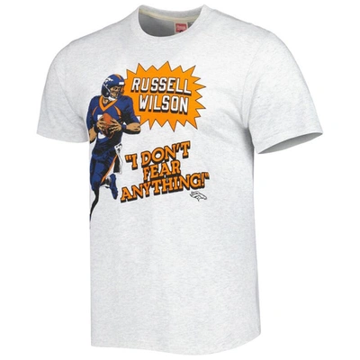 Shop Homage Russell Wilson Ash Denver Broncos Caricature Player Tri-blend T-shirt