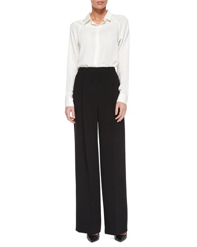 Theory Simmone Admiral Crepe Wide-leg Pants, Black