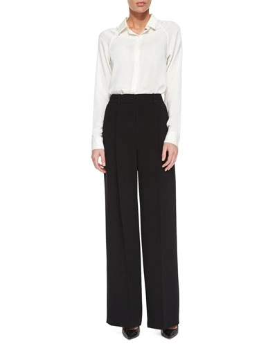 Theory Simmone Admiral Crepe Wide-leg Pants, Black In Black