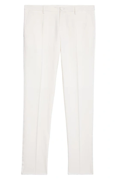 Shop Dolce & Gabbana Regular Fit Stretch Wool Blend Tuxedo Pants In Natural