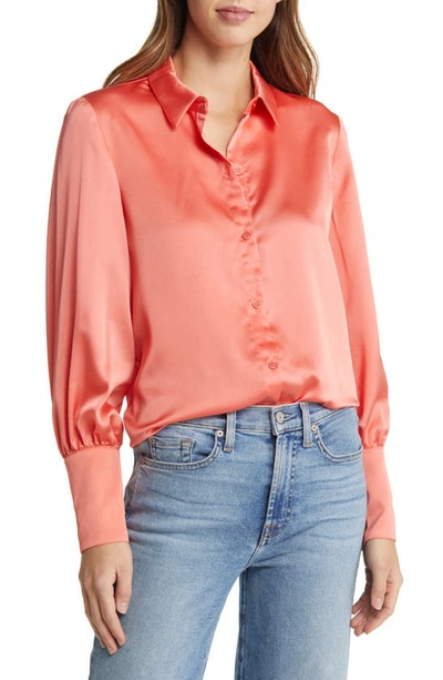 Shop Halogen Solid Button-up Shirt In Porcelain Rose