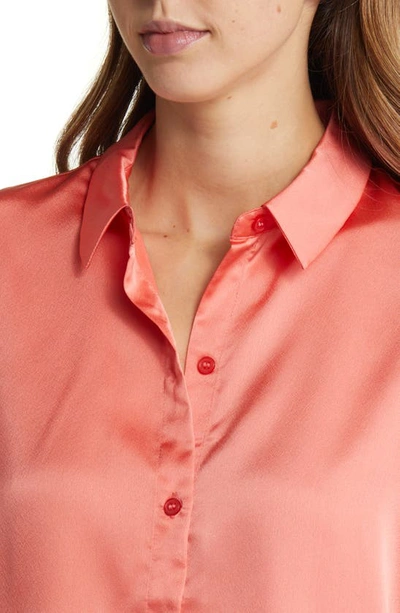 Shop Halogen Solid Button-up Shirt In Porcelain Rose