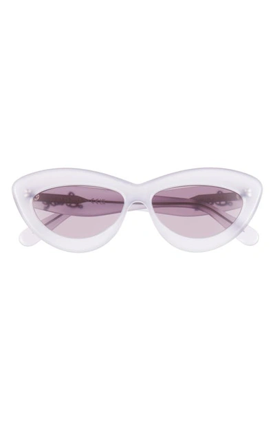 Shop Loewe Curvy Logo 54mm Cat Eye Sunglasses In Shiny Violet / Violet