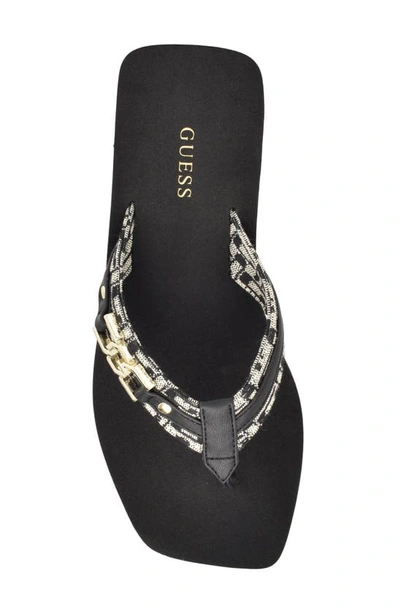 Shop Guess Ediva Platform Wedge Flip Flop In Black