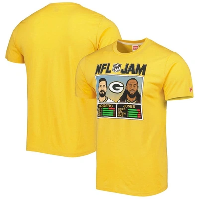 Shop Homage Aaron Rodgers & Aaron Jones Heather Gold Green Bay Packers Nfl Jam Tri-blend T-shirt