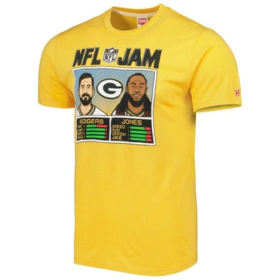 Shop Homage Aaron Rodgers & Aaron Jones Heather Gold Green Bay Packers Nfl Jam Tri-blend T-shirt