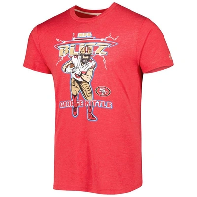 Shop Homage George Kittle Heathered Scarlet San Francisco 49ers Nfl Blitz Player Tri-blend T-shirt
