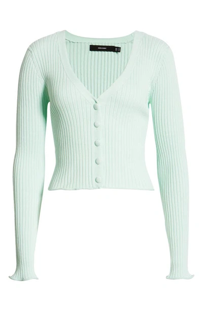 Shop Vero Moda Fibly Recycled Polyester Blend Rib Cardigan In Brook Green