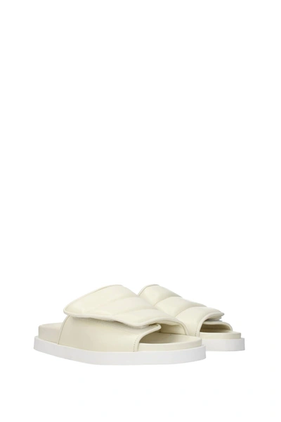 Shop Gia Borghini Slippers And Clogs Leather Beige Ivory
