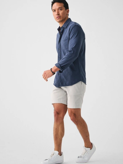 Shop Faherty Sunwashed Knit Shirt (single Pocket) (tall) In Dune Navy