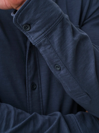 Shop Faherty Sunwashed Knit Shirt (single Pocket) (tall) In Dune Navy