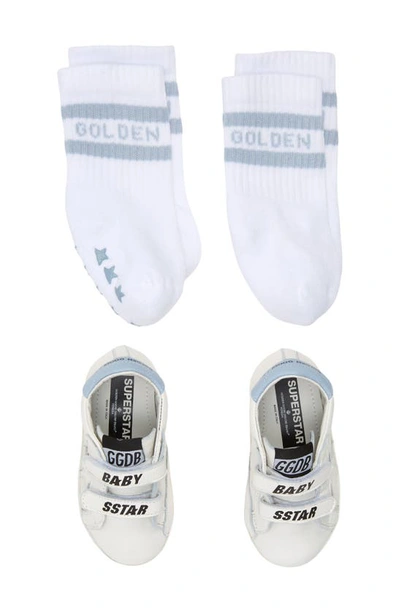Shop Golden Goose Old School Sneaker & Socks Set In White/ Power Blue