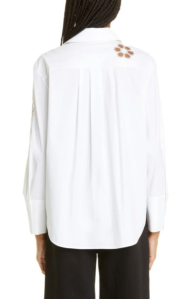 Shop Alice And Olivia Finley Embroidered Cutout Button-up Shirt In Off White