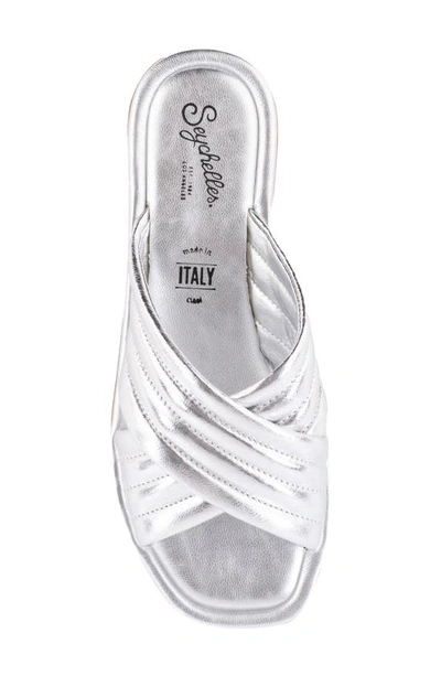 Shop Seychelles Word For Word Metallic Crisscross Slide Sandal In Silver