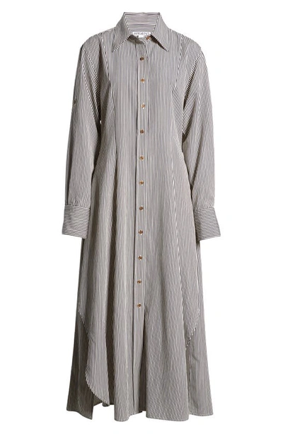 Shop Argent Stripe Long Sleeve Maxi Shirtdress In Navy Stripe