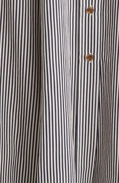 Shop Argent Stripe Long Sleeve Maxi Shirtdress In Navy Stripe