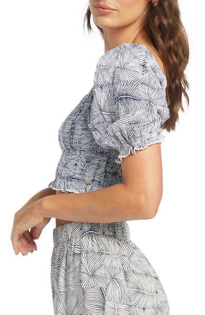 Roxy Sunset Walks Smocked Crop Top In Mood Indigo Always W