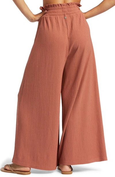Roxy Jetsetter Smocked Waist Wide Leg Pants In Cedar Wood