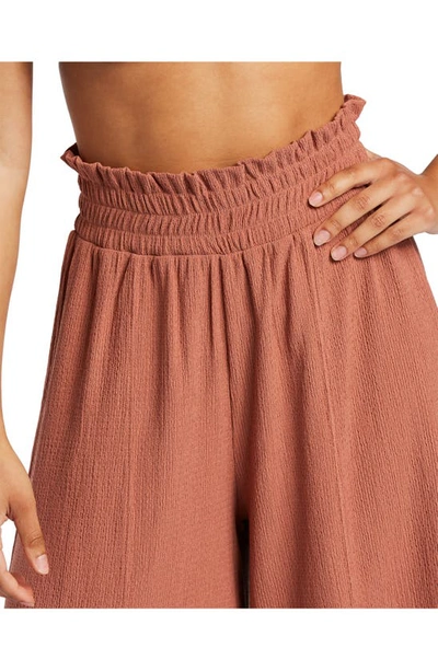 Roxy Jetsetter Smocked Waist Wide Leg Pants In Cedar Wood